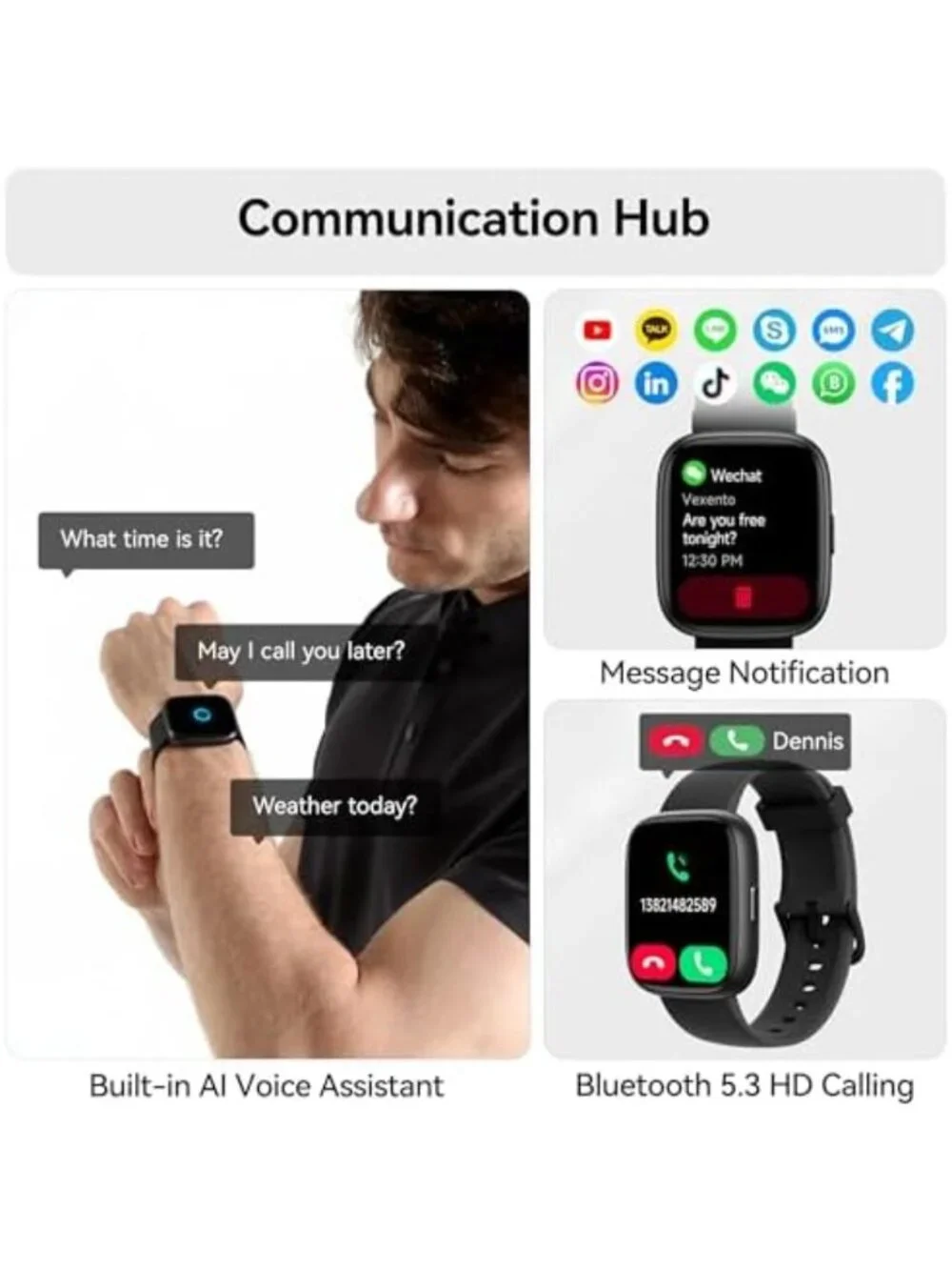 HD Smart Watch with Alexa, Bluetooth Calling, Fitness Tracker, 1.83” Display